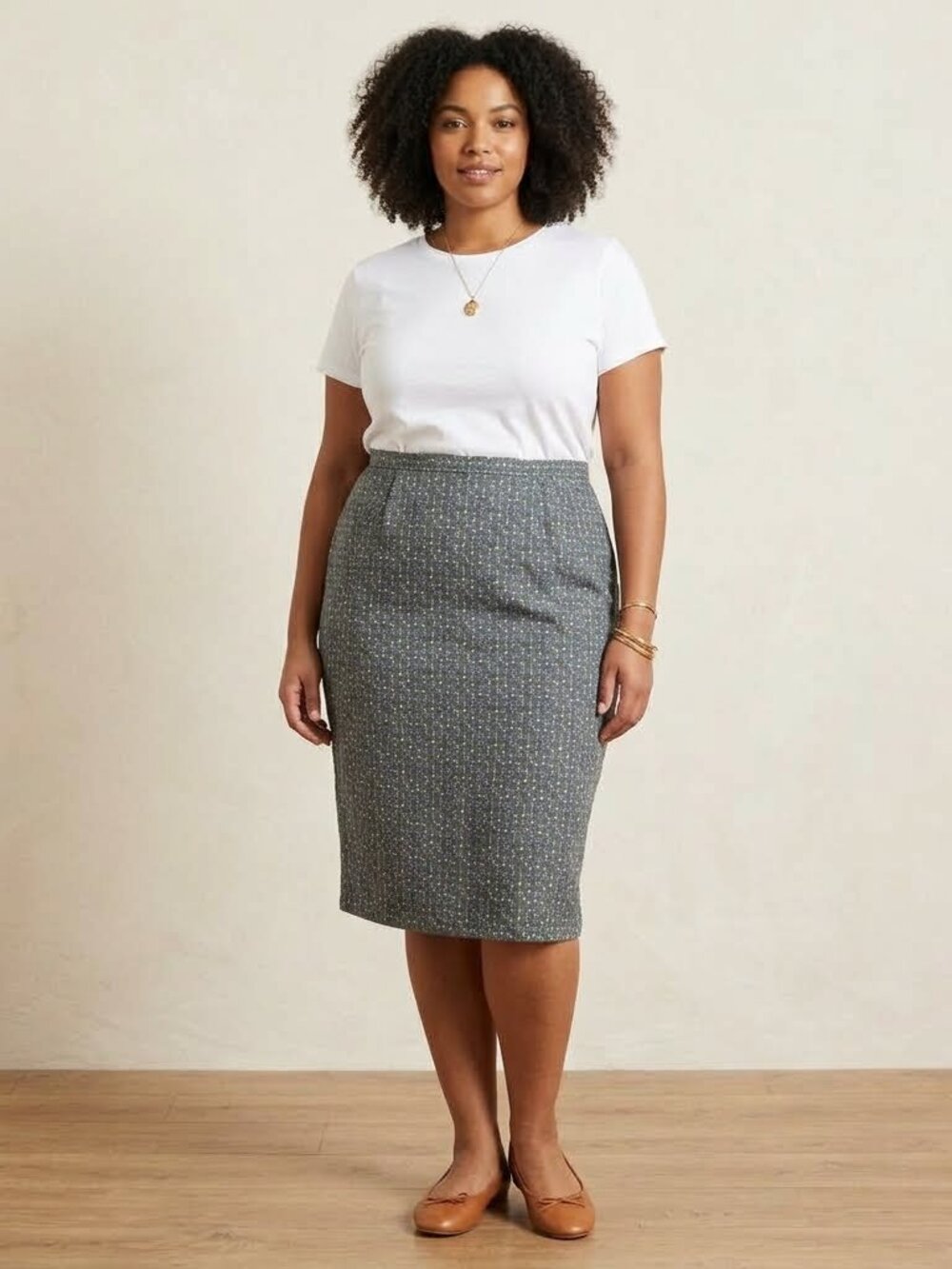 Italian Grandma Vintage 1X Custom Made Vintage Floral Plaid Pencil Midi Skirt